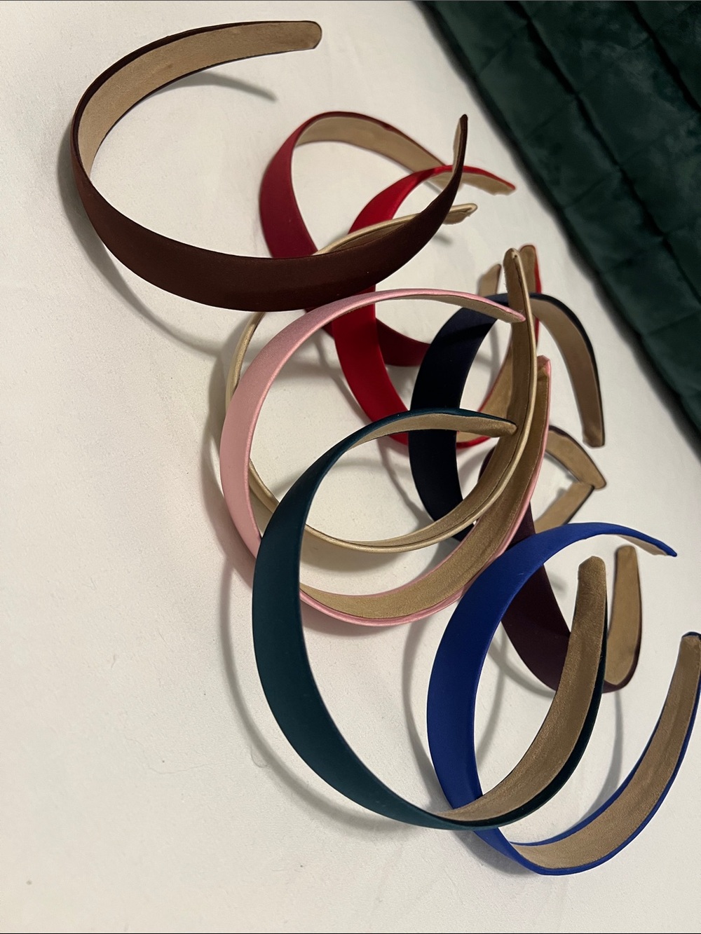 Classic Satin Headbands - Pink, Brown, Blue, Green & Gold Set
